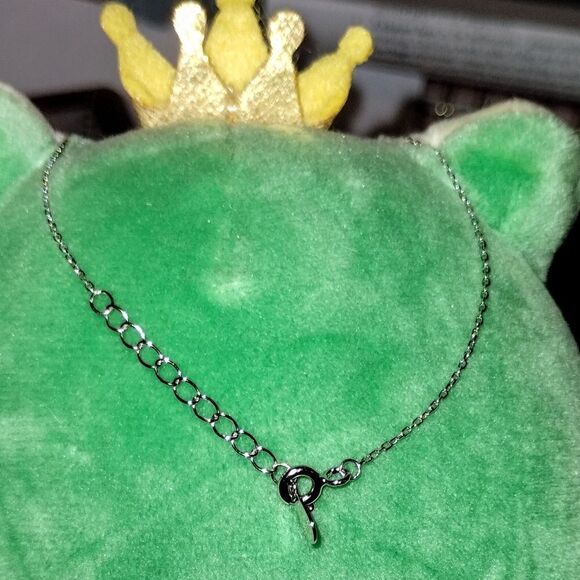 Tiny heart slider on delicate silver link chain 16" New/  Frog Not Include🐸 - Picture 5 of 7